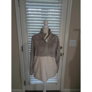 Boxercraft NWT Fuzzy Fleece Grey Half Snap Pullover Sweater Women's Medium